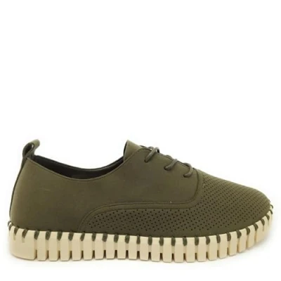 Image of Ilse Jacobsen Tulip 145 Synthetic Textile Men&#039;s Deep Olive Pearled Ivory Loafers Shoes