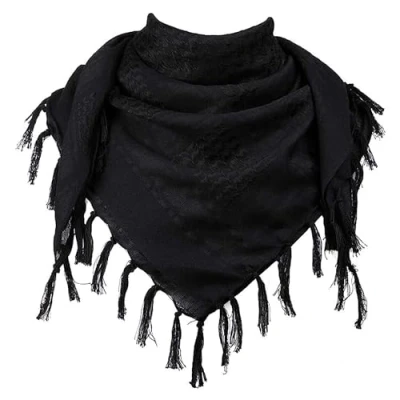 Image of Swift Wear Soft Cotton Shemagh Scarf Arab Sun Hat Combat Desert Keffiyeh SAS Army Tactical Military Head Neck Wrap mask (Black), One Size