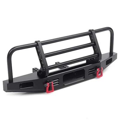 Image of INJORA RC Front Bumper Metal with Tow Hook for 1:10 Crawler Traxxas TRX4 Defender Axial SCX10 II 90046 90047 (Black)