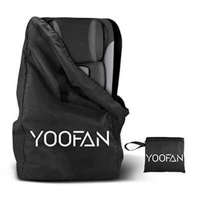Image of YOOFAN Gate Check Travel Bag with Backpack Shoulder Straps for Strollers, Car Seats, Pushchairs, Boosters, Infant Carriers and Wheelchairs, Water Resistant Great Airplane Storage (Black)
