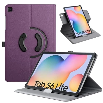 Image of TiMOVO Case for Samsung Galaxy Tab S6 Lite 2024/2022/2020, 90 Degree Rotating Stand Cover with S Pen Loop, Support Auto Wake Sleep 10.4&quot; Tablet, Purple