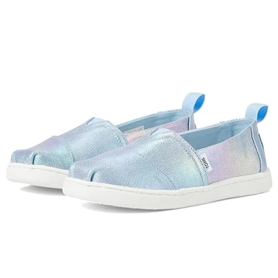 Image of TOMS Girl&#039;s Classic Alpargata Loafer Flat, Multi Iridescent Canvas, 3 UK Child