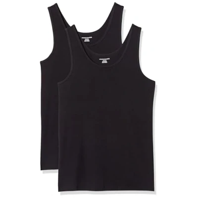 Image of Amazon Essentials Women&#039;s Slim fit Tank, Pack of 2, Black, S