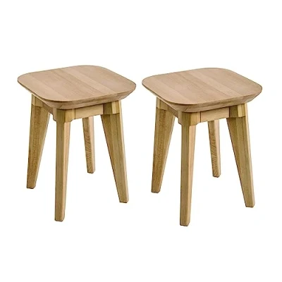 Image of Krok Wood 2 x Paris Solid Stools in Oak 35 45 cm