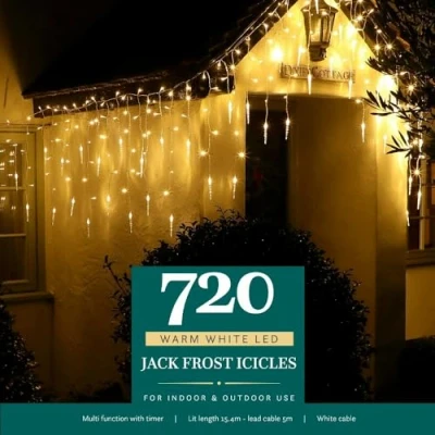 Image of Noma Jack Frost Icicles with White Cable : Plug in Timer Warm 720 LED 6821021