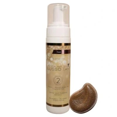 Image of Professional Dark Self Tanning Mousse By Lusso Tan. Organic, Vegan, Cruelty Free False Instant drying. Streak free, Flawless Finish Fake Natural Glow Face and Body Tint.