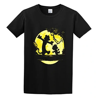 Image of Aiya Men&#039;s Camiseta Calvin E Haroldo Hobbes Regular Fit T Shirt XL Black