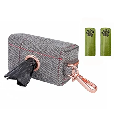 Image of Rose Gold Dog Collar and Lead(2m) Set Exceptionally Elegant &amp; Adjustable 3 Lengths Leash Soft Easy to Clean (Poop bag dispenser, Grey)