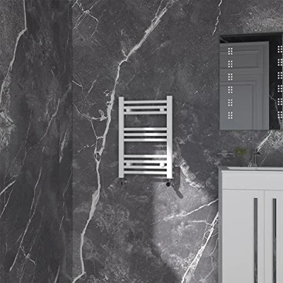 Image of NRG Gloss White Straight Central Heating Towel Rail Bathroom Heated Rad Radiators Ladder Warmer 600x400mm