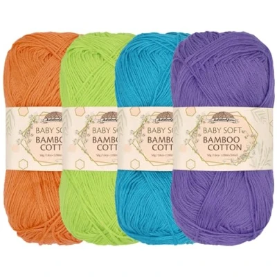 Image of JubileeYarn Baby Soft Bamboo Cotton Yarn 50g/Skein Shades of Tropical Colours 4 Skeins