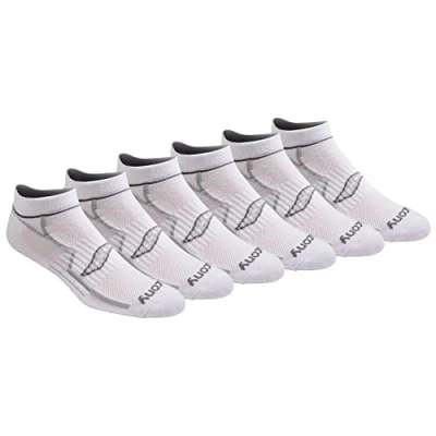 Image of Saucony Men&#039;s 6 Pair Performance Comfort Fit No show Running Socks, White (6 Pairs), L UK