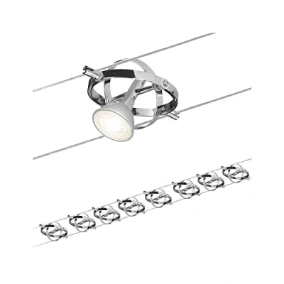Image of Paulmann 94153 Cable Lighting System Cardan Set Ceiling Light Metal Wire for Dimmable GU5.3 LED Lamps Suitable Max 8 x 10 Watt Bulbs, Comes without Bulbs Matt Chrome