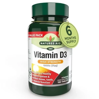 Image of Natures Aid Vitamin D3 1000iu, 180 Tablets