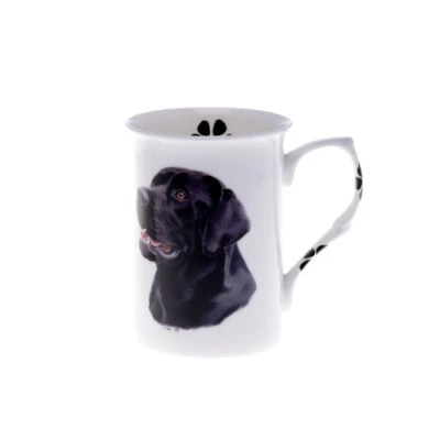 Image of (BB38) SINGLE BONE China BEAKER/ MUG/CUP BLACK LABRADOR Hand decorated Kirsty Jayne