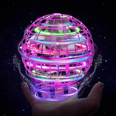 Image of XINHOME Flying Ball Orb Toys Hover Pro Spinner Toy UFO RGB Cool Stuff Globe Orbi Magic Boomerang Hand Controller Mini Drone for 8 9 10 11 12 boys girls Kids (Pink)