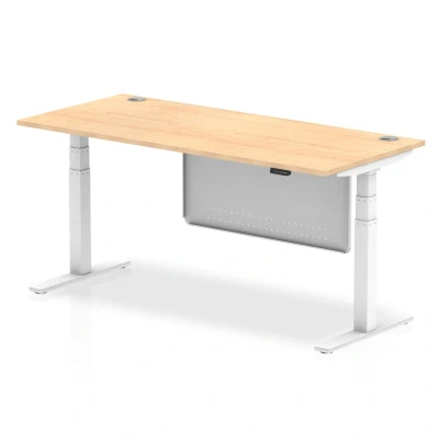 Image of Air 1800x800 Height Adjustable Desk Maple CP White Leg Modesty Panel