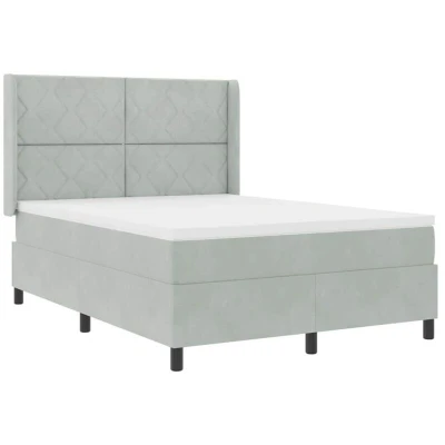 Image of Box Spring Bed with Mattress Light Grey 140x200 cm Velvet Vidaxl