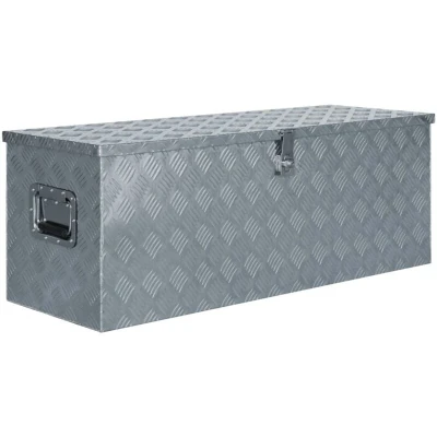 Image of vidaXL Aluminum Box Durable and Rust Resistant All Purpose Storage for Tools Accessories, Includes Locking System 110.5x38.5x40 cm, Silver