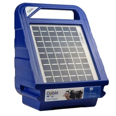 Image of Doblit Solar Power Energiser Assisted 12v Battery Powered 0.4 Stored Joule, 3 Watt Panel, 10,500 Peak Voltage up to 6km of Electric Fencing Earth Stake &amp; Cables Included