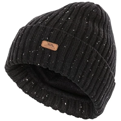 Image of Trespass Mens Beanie Hat Knitted Casual Winter Mateo Black