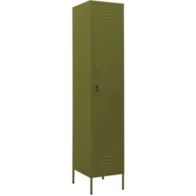 Image of vidaXL Steel Locker Cabinet in Olive Green Adjustable Shelves with Locks Modern Design for Office Storage❱