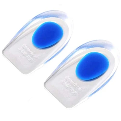 Image of Qiuyan 1 Pair Gel Heel Cups Plantar Fasciitis Inserts Pads for Pain, Bone Spur &amp; Achilles Pain Blue, L