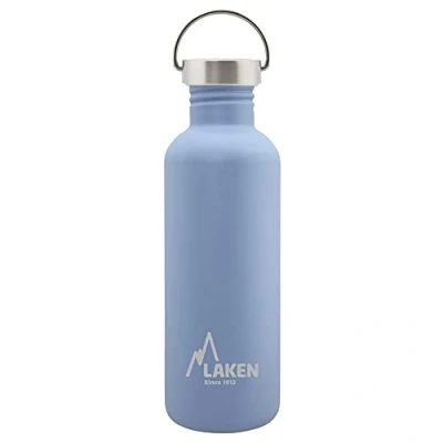 Image of LAKEN Unisex Adult Heavy Duty Stainless Steel Bottle 1 Litre Blue with Vintage Lid