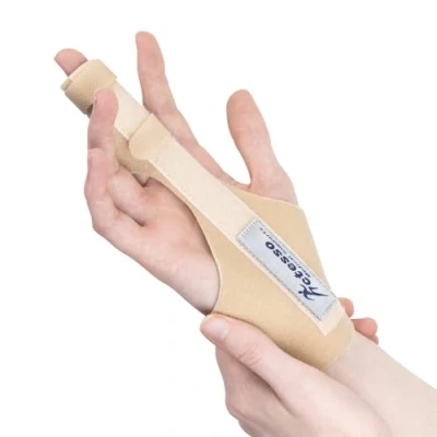 Image of Actesso Enhanced Broken Finger Splint Support for Trigger, Mallet, Arthritis, RSI (Repetitive Strain Injury), Small Middle Index Ring (One Size, Beige)