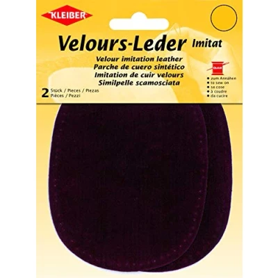 Image of Kleiber Imitation Suede Leather Sew on Knee/Elbow Patches Oval 12.5cm x 10cm Plum, Purple
