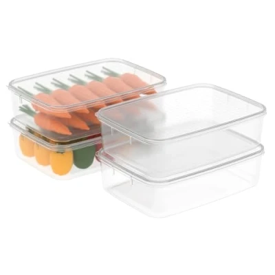 Image of Cetomo 3.5L*4 Food Storage Container, Fridge Organizer with Lid, Plastic Refrigerator Organizers for Pantry and Fruits, BPA free, Freezer Safe, Microwave Durable, Grade, Clear, 3.5L 4 Pack