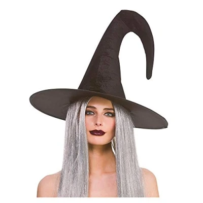 Image of Wicked Costumes Adult Unisex Deluxe Velvet Black Witches Hat Halloween Fancy Dress Accessory