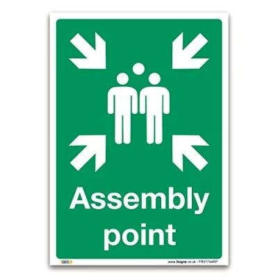 Image of Assembly point Sign A4 1mm Rigid Plastic Fire Action Safety