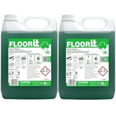 Image of Clover Chemicals 498 Floorit Floor Cleaner, 5 L, Pack of 2