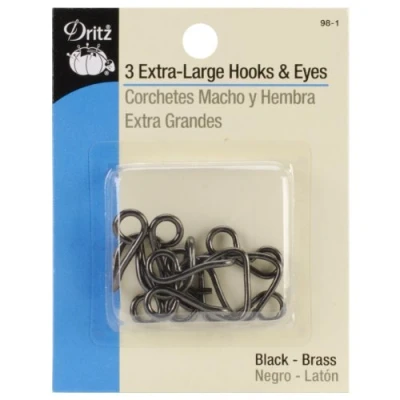 Image of Dritz Extra Large Hooks &amp; Eyes, 3 Count, Black
