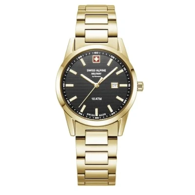 Image of swiss alpine military Women&#039;s Watch Analogue Quartz 77767.1 Stainless Steel, Gold/Gold/Black 1117sam