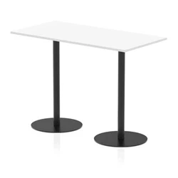 Image of Italia 1600 x 800mm Poseur Rectangular Table White Top 1145mm High Black Leg