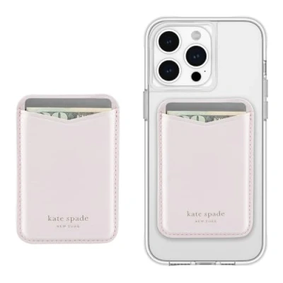 Image of Kate Spade New York Magnetic Wallet/Card Holder Compatible with MagSafe Phones and Cases Pale Dogwood