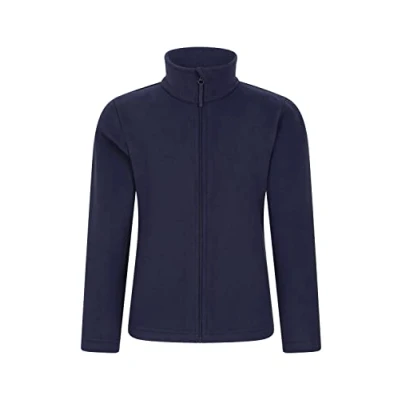 Image of Mountain Warehouse Camber II Kids Full Zip Fleece Comfy, Lightweight Sweatshirt, &amp; Anti Pill, for Boys Girls Spring Summer, Camping, Outdoors Hiking Dark Blue 11 12 Years