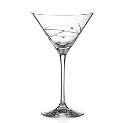 Image of DIAMANTE Swarovski Martini Cocktail Glass &#039;Spiral&#039; Hand Cut Design Embellished with Crystals