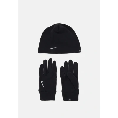 Image of Nike Performance HAT AND Glove SET Unisex Beanie, Size: S/M, Black/silver