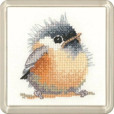 Image of Heritage CFCD1190 A Counted Cross Stitch Kit Aida Tit (A), Coaster Size 7.5x7.5cm