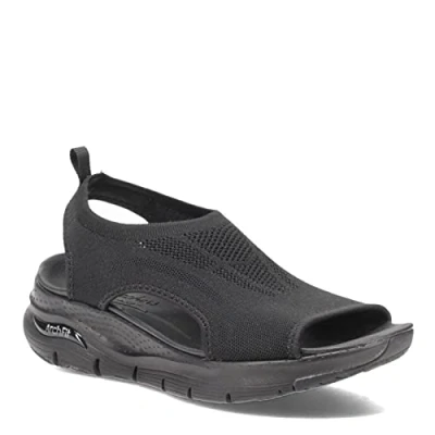 Image of Skechers Women&#039;s Arch FIT City Catch Sandal, Black Knit, 6 UK
