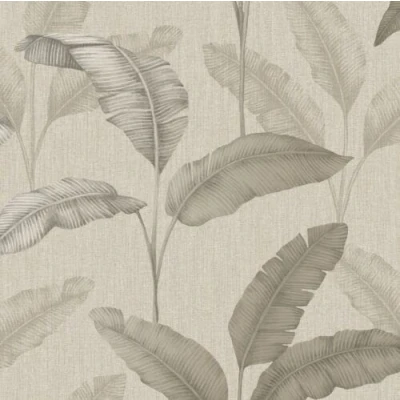 Image of SOPHIE LAURENCE Beige Gold Tropical Amara Palm Leaf Design Wallpaper Sample Only