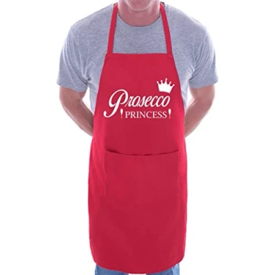 Image of Prosecco Princess Funny BBQ Cooking Novelty Apron Red