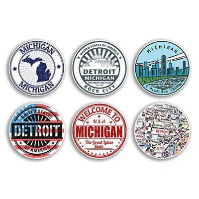 Image of 6 x 10cm Michigan Vinyl Stickers Detroit US State America Travel Map Flag Holiday Luggage Design Gift #78834