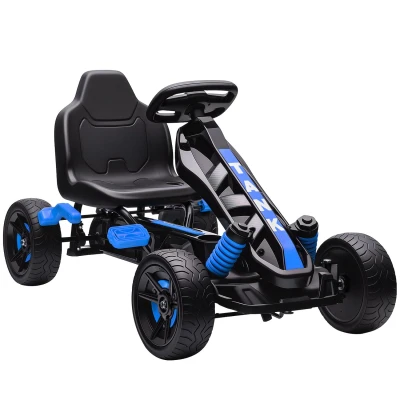 Image of AIYAPLAY Pedal Go Kart, Ride on Racer with Automatic Clutch, Brake, Non Slip EVA Wheels, Metal Frame, Kart for Kids Ages 36 Years, Blue