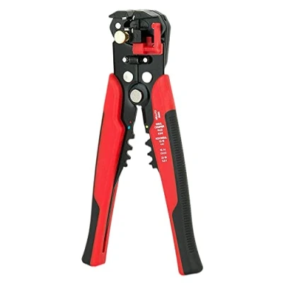 Image of LSLANSOON 1110 3 in 1 Self Adjusting Wire Stripper Cutter, Crimping Tool Pliers for Stripping, Cutting, 10 24 AWG (0.2 6.0mm Square) (Red)