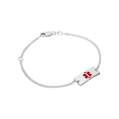 Image of Sterling Silver Womens 7 Inch Medical Alert ID Bracelet with Rectangular Plate