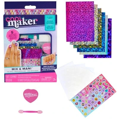 Image of Cool MAKER, GO GLAM Foil Nails Kit with 6 Sheets of Shimmer &amp; Nail Stickers for 5 DIY Manicures, Arts and Crafts Kids’ Toys Girls Aged 7+