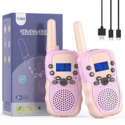 Image of Bakoherp Rechargeable Walkie Talkies for 3 12 Years Old Kids, 8 Channels 2 Way Radio Toy with LCD Backlit And LED Flashlight, 3KM Long Distance Outdoor Adventures, Camping, Hiking